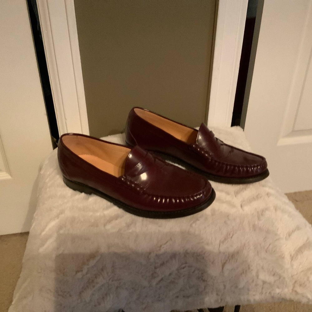 J Crew size 8 penny loafers burgundy shine